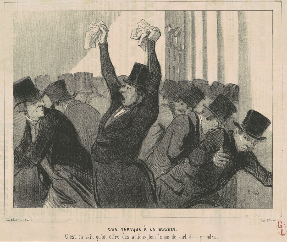 Une Panique a la bourse by Honoré Daumier (French, 1808 - 1879), 16X12"(A3)Poster Print
