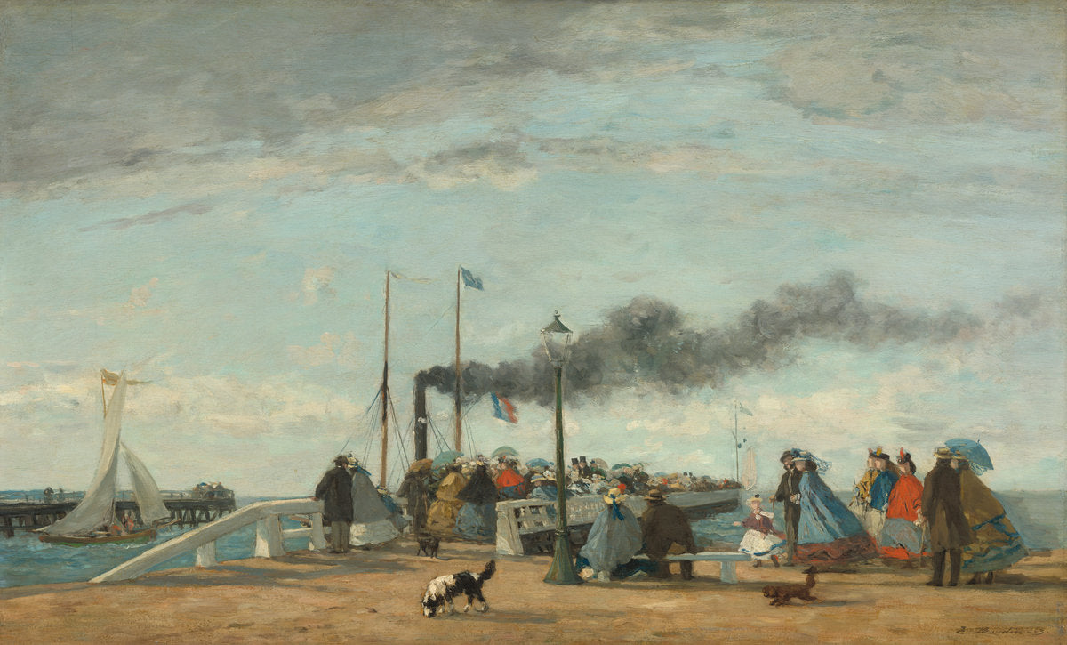 Jetty and Wharf at Trouville by Eugène Boudin (French, 1824 - 1898), 16X12"(A3)Poster Print