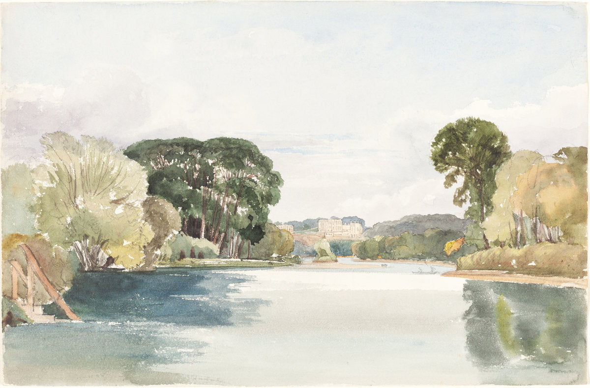 River Scene with Distant Castle by James Bulwer (British, 1794 - 1879), 16X12"(A3)Poster Print