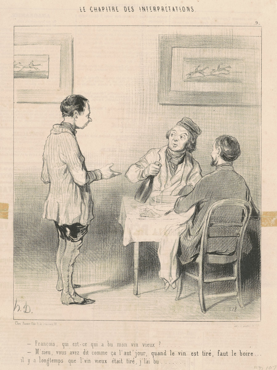 François, qui est-ce qui a bu mon vin ... by Honoré Daumier (French, 1808 - 1879), 16X12"(A3)Poster Print