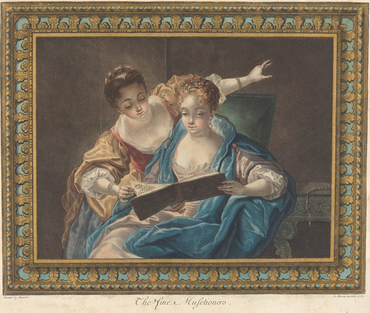 The Fine Musetioners by Louis-Marin Bonnet (French, 1736 - 1793), 16X12"(A3)Poster Print