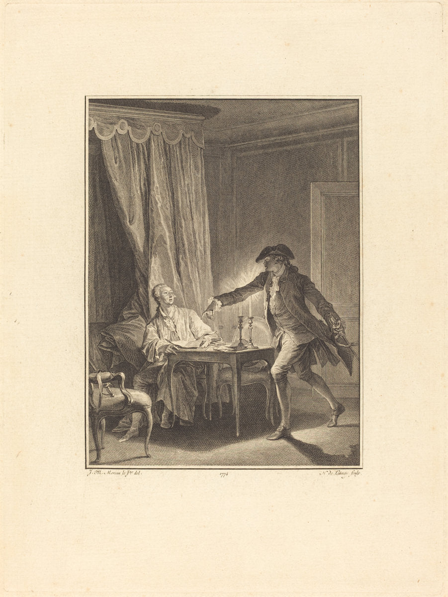 Ah! Jeune homme à ton bienfaiteur by Nicolas Delaunay after Jean-Michel Moreau (French, 1739 - 1792), 16X12"(A3)Poster Print