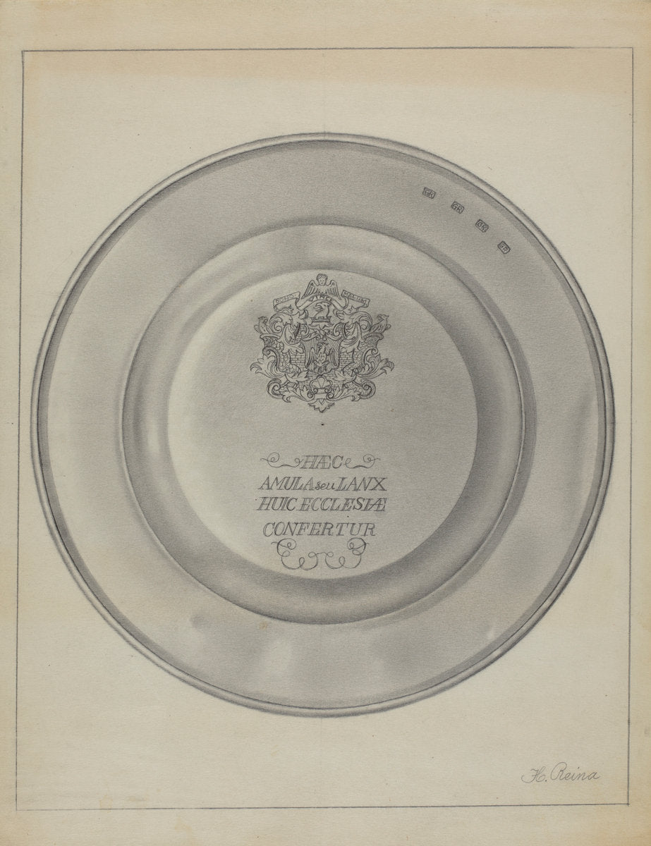 Silver Christening Bowl by Horace Reina (American, active c. 1935), 16X12"(A3)Poster Print