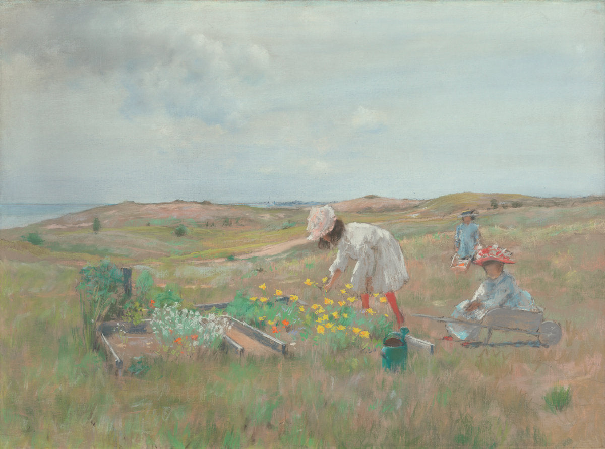 Gathering Flowers, Shinnecock, Long Island by William Merritt Chase (American, 1849 - 1916), 16X12"(A3)Poster Print
