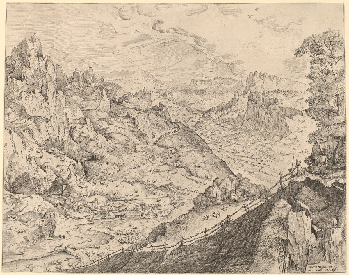 Large Alpine Landscape by Johannes and Lucas van Doetechum after Pieter Bruegel the Elder (Dutch, active 1554/1572; died before 1589), 16X12"(A3)Poster Print
