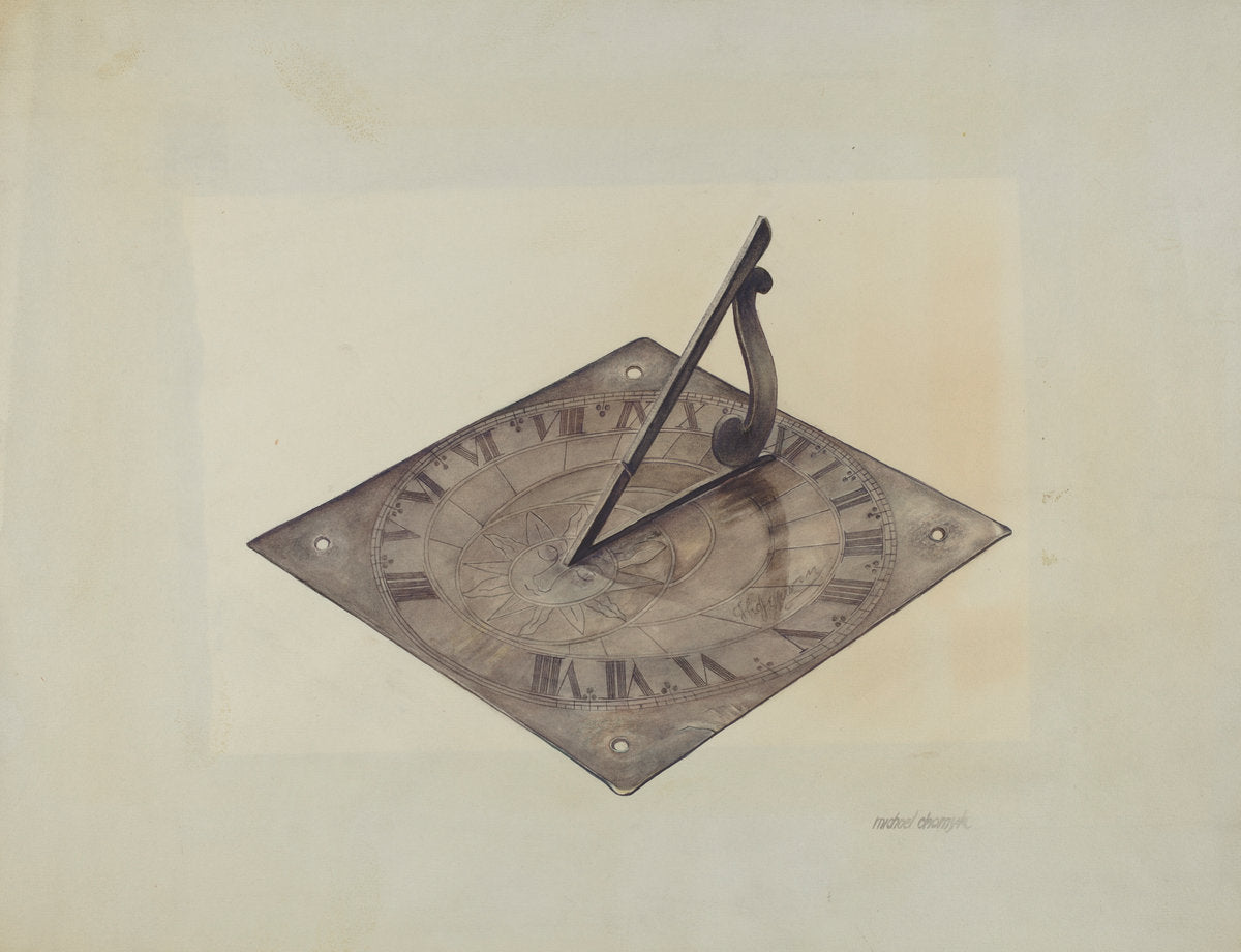 Sun Dial by Michael Chomyk (American, active c. 1935), 16X12"(A3)Poster Print