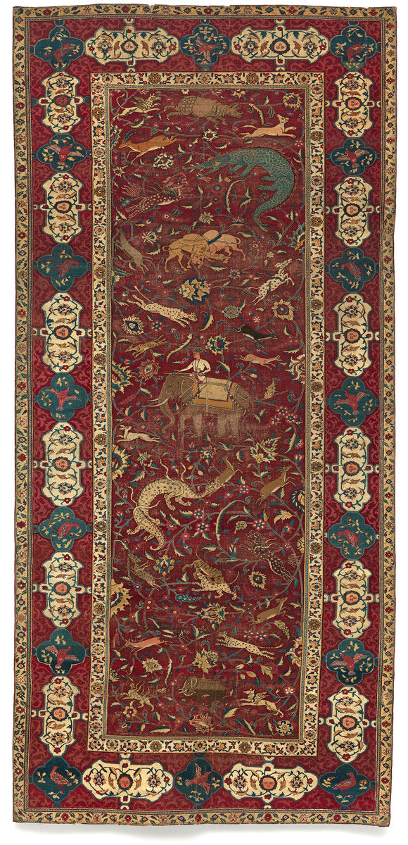 c. 1625 by Northwest Indian 17th Century (Scenic Animal Carpet), 16X12"(A3)Poster Print