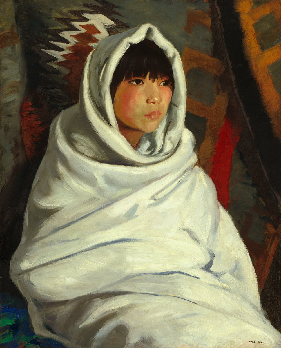 Indian Girl in White Blanket by Robert Henri (American, 1865 - 1929), 16X12"(A3)Poster Print