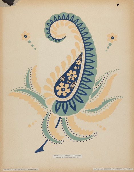 1935/1942 by American 20th Century (Early Californian Skirt from the portfolio "Decorative Art of Spanish California"), 16X12"(A3)Poster Print