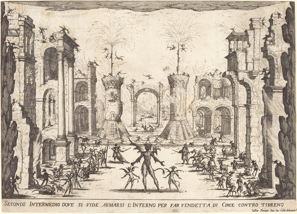 Second Intermezzo by Jacques Callot (French, 1592 - 1635), 16X12"(A3)Poster Print