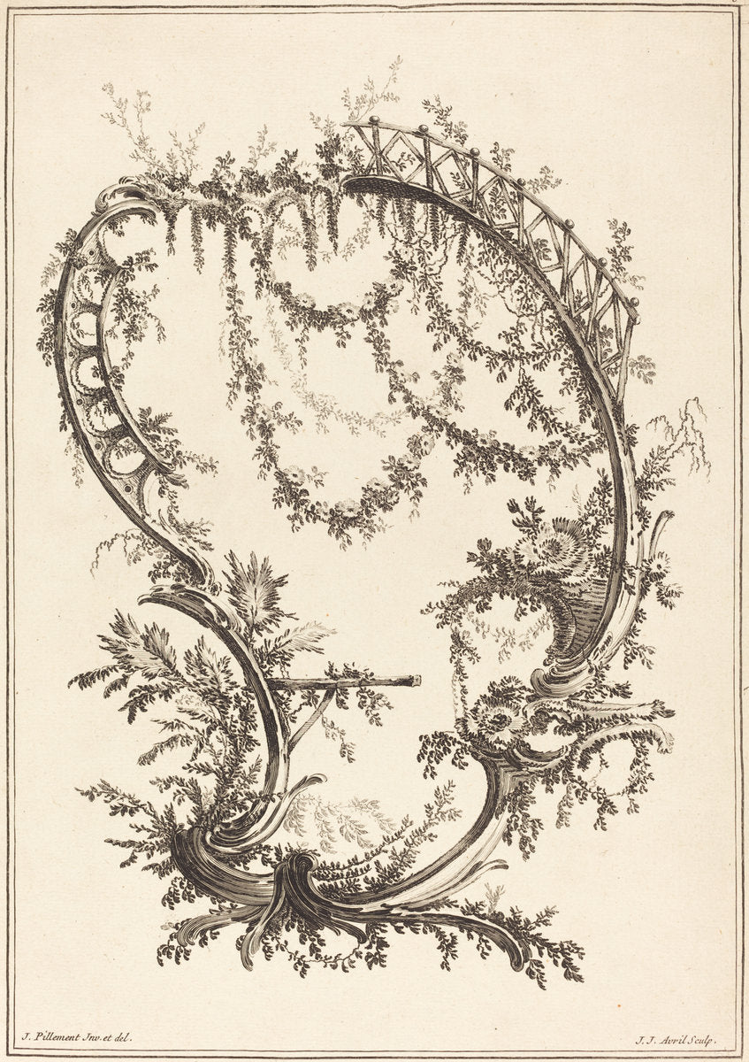 Ornament with a Strut and a Railing by Jean-Jacques Avril I after Jean-Baptiste Pillement (French, 1744 - 1831), 16X12"(A3)Poster Print