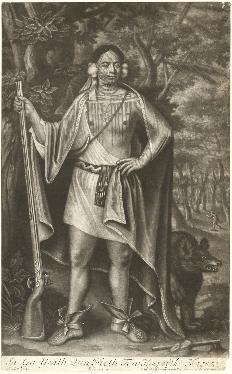 Sa Ga Yeath Qua Pieth Tow, King of the Maquas by John Simon after John Verelst (British, c. 1675 - 1751), 16X12"(A3)Poster Print