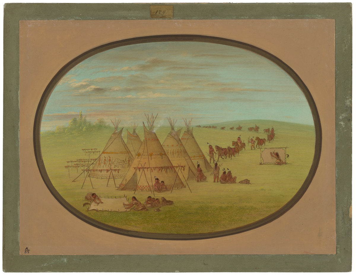 A Little Sioux Village by George Catlin (American, 1796 - 1872), 16X12"(A3)Poster Print