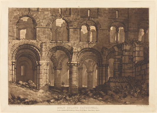 Holy Island Cathedral by Joseph Mallord William Turner and Charles Turner (British, 1775 - 1851), 16X12"(A3)Poster Print