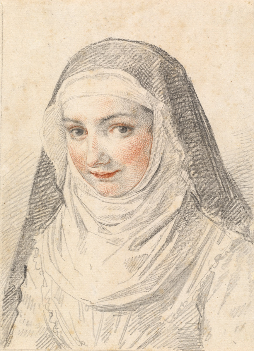 A Young Nun by Claude Mellan (French, 1598 - 1688), 16X12"(A3)Poster Print
