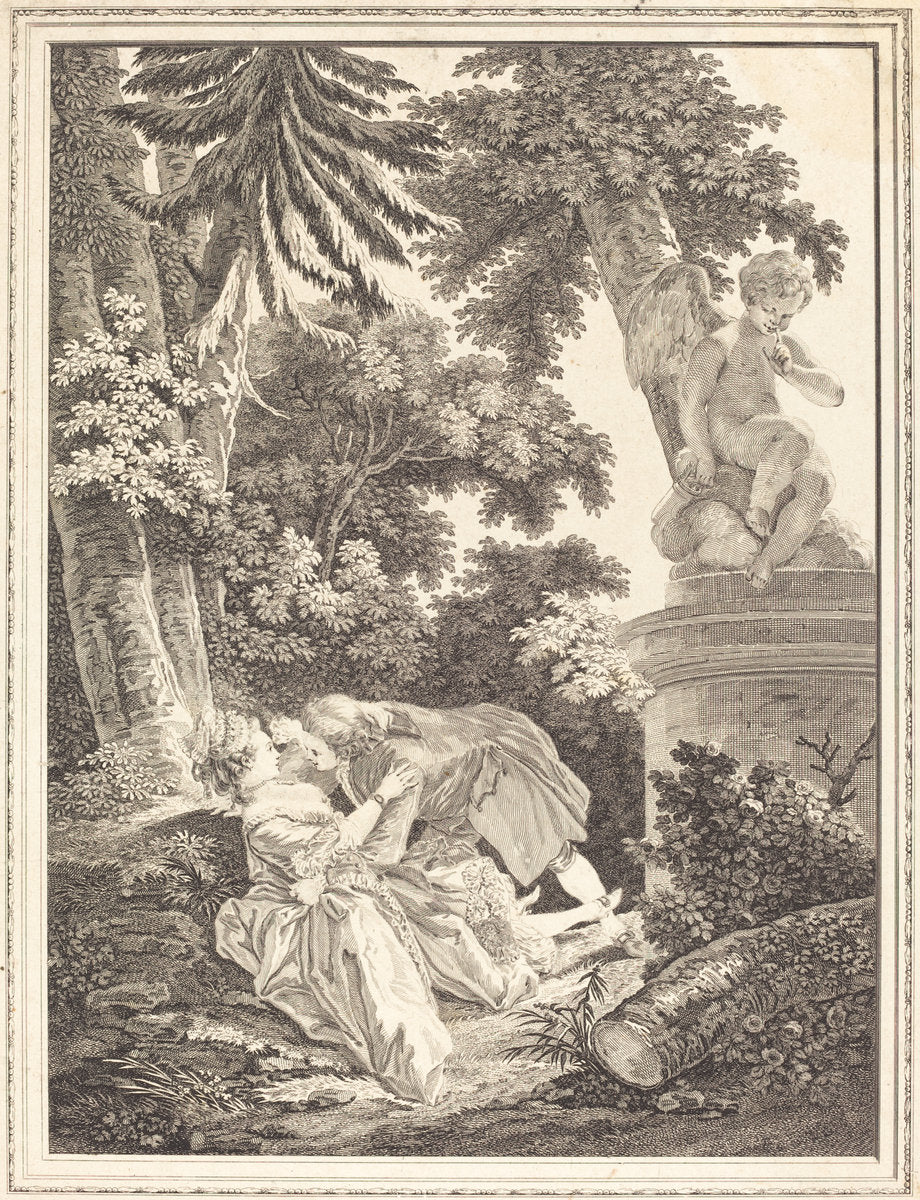 La nuit by Emmanuel Jean Nepomucène de Ghendt after Pierre-Antoine Baudouin (French, 1738 - 1815), 16X12"(A3)Poster Print