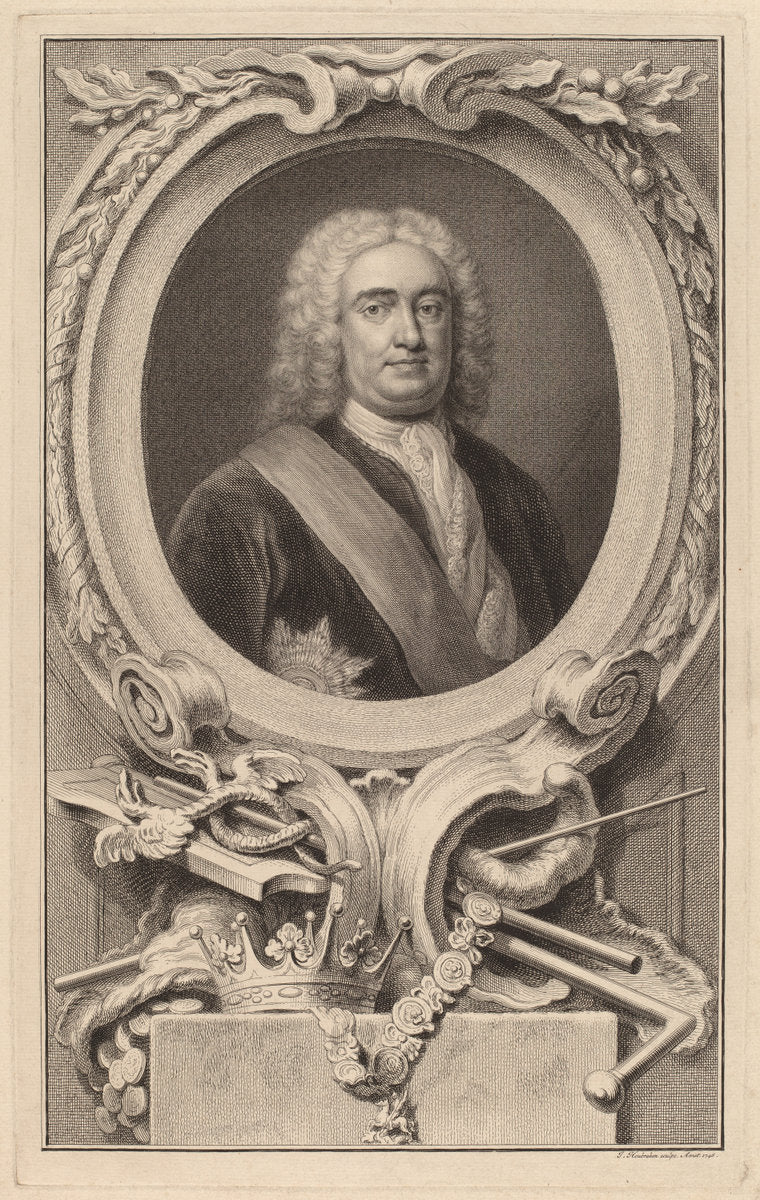 Robert Walpole, 1st Earl of Orford by Jacobus Houbraken after Arthur Pond (Dutch, 1698 - 1780), 16X12"(A3)Poster Print