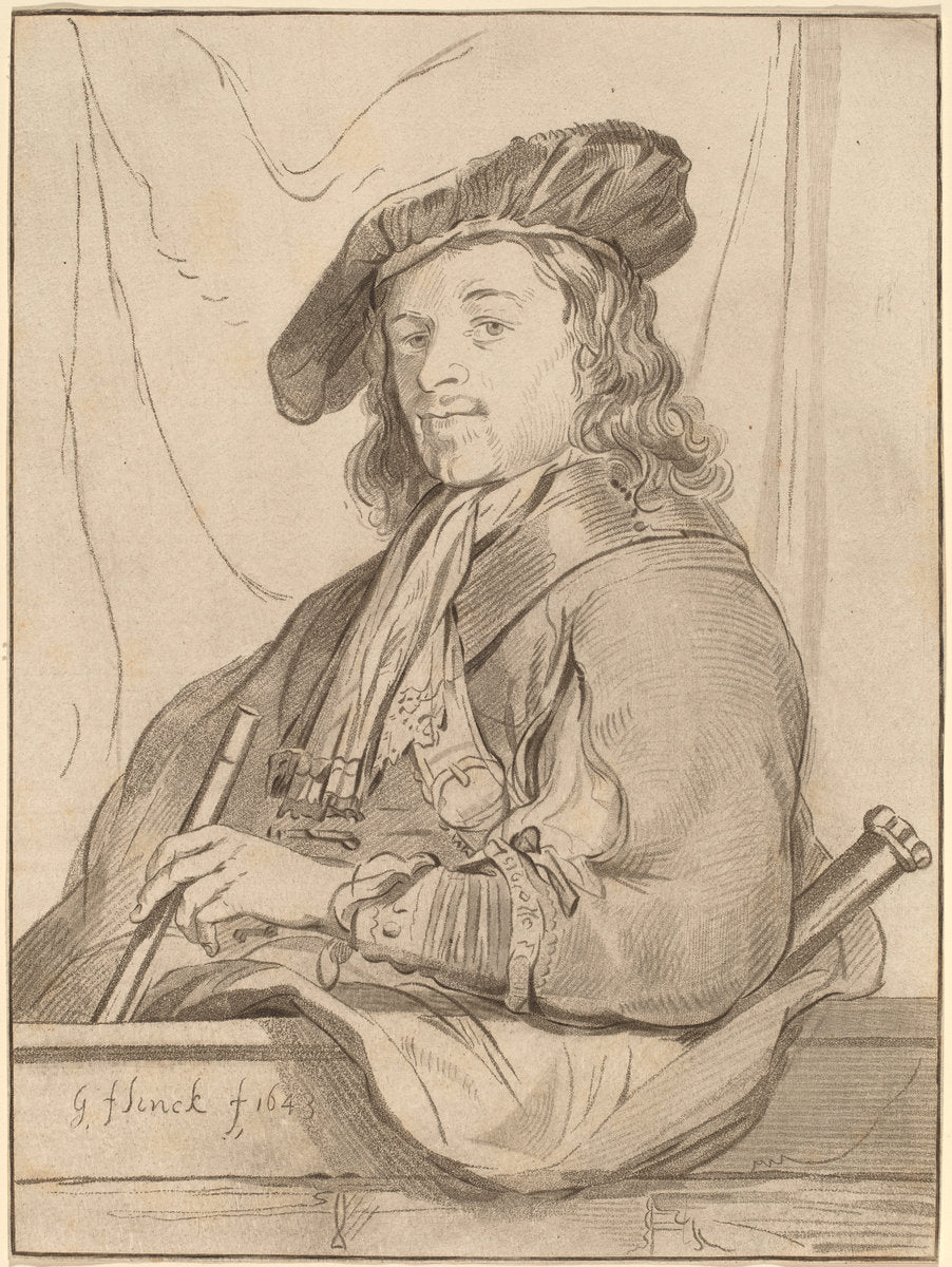 Man at the Parapet by Cornelis Ploos van Amstel and Bernhard Schreuder after Govaert Flinck (Dutch, died 1780), 16X12"(A3)Poster Print