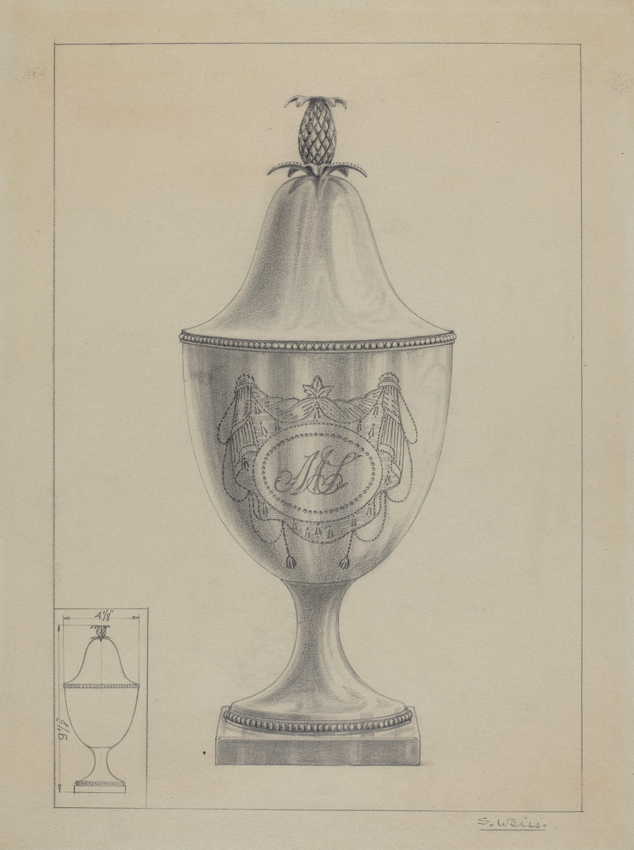 Silver Covered Sugar Urn by Simon Weiss (American, active c. 1935), 16X12"(A3)Poster Print