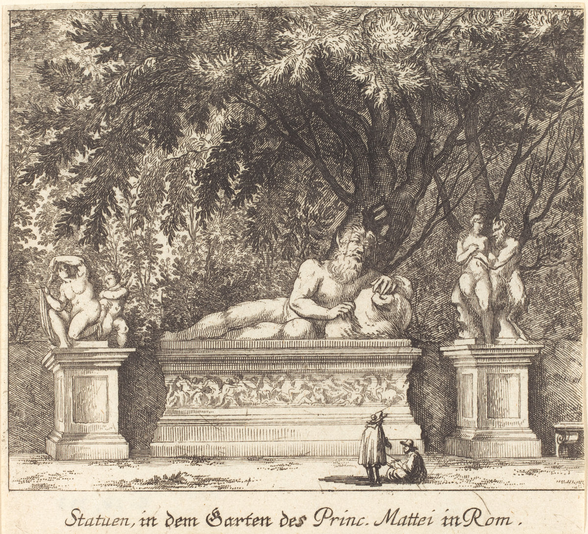 Gardens of Prince Mattei, Rome by Melchior Küsel after Johann Wilhelm Baur (German, 1626 - 1683), 16X12"(A3)Poster Print