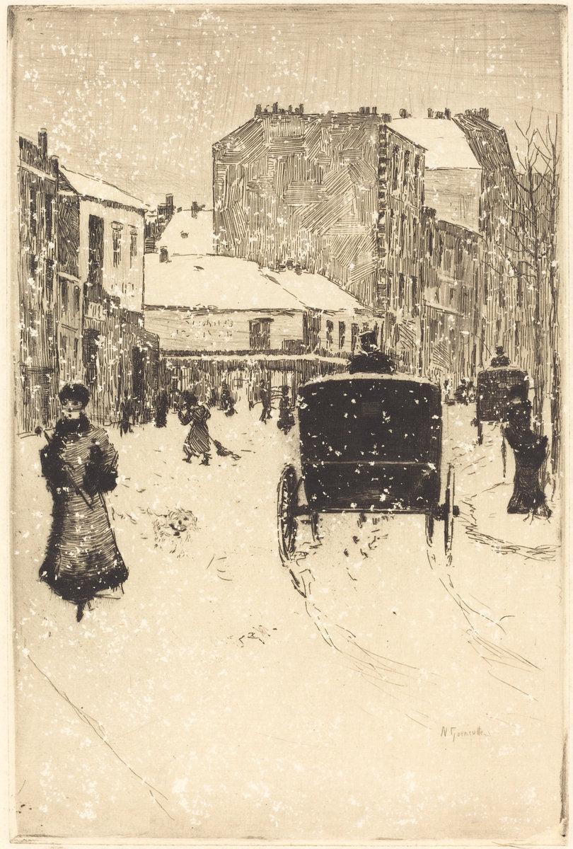 Boulevard Clichy in the Snow (Le boulevard Clichy par un temps de neige) by Norbert Goeneutte (French, 1854 - 1894), 16X12"(A3)Poster Print