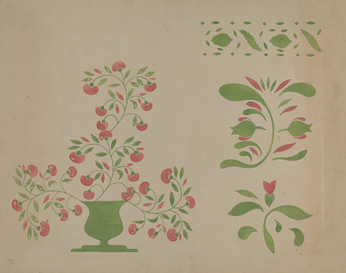 Stencil Wall Decoration by Ray Holden (American, active c. 1935), 16X12"(A3)Poster Print