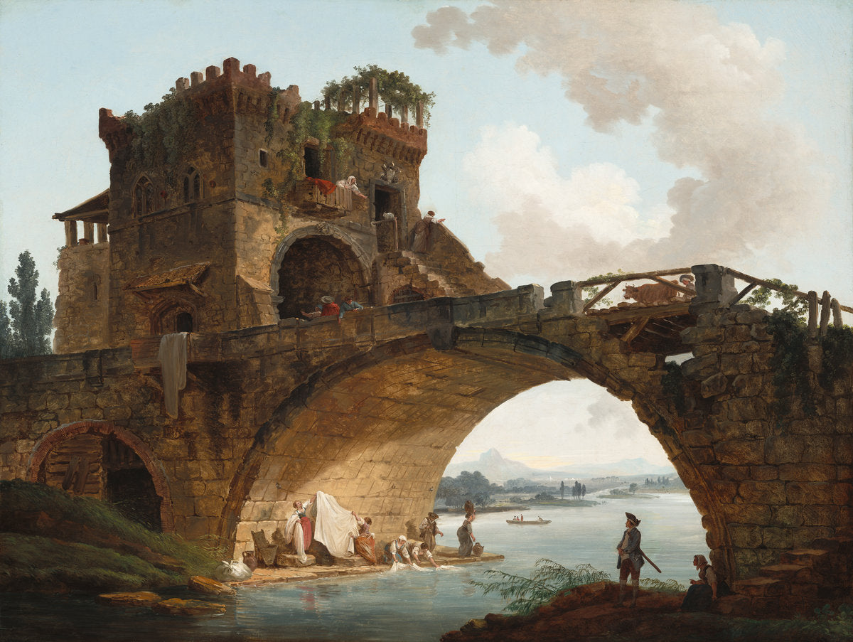 The Ponte Salario by Hubert Robert (French, 1733 - 1808), 16X12"(A3)Poster Print