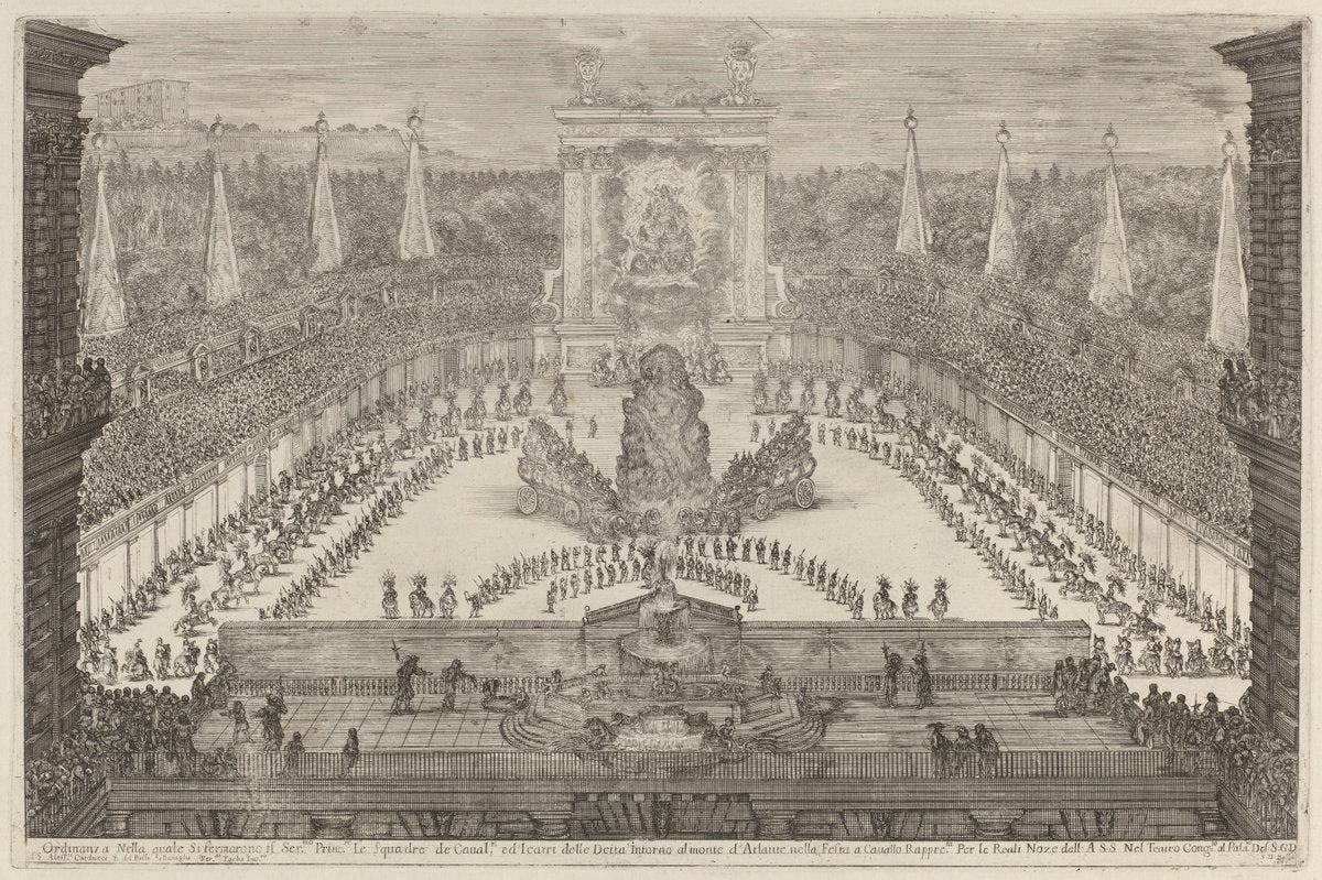 The Prince of Tuscany, His Horse Troops and Carriages around Mount Atlas by Stefano Della Bella (Italian, 1610 - 1664), 16X12"(A3)Poster Print