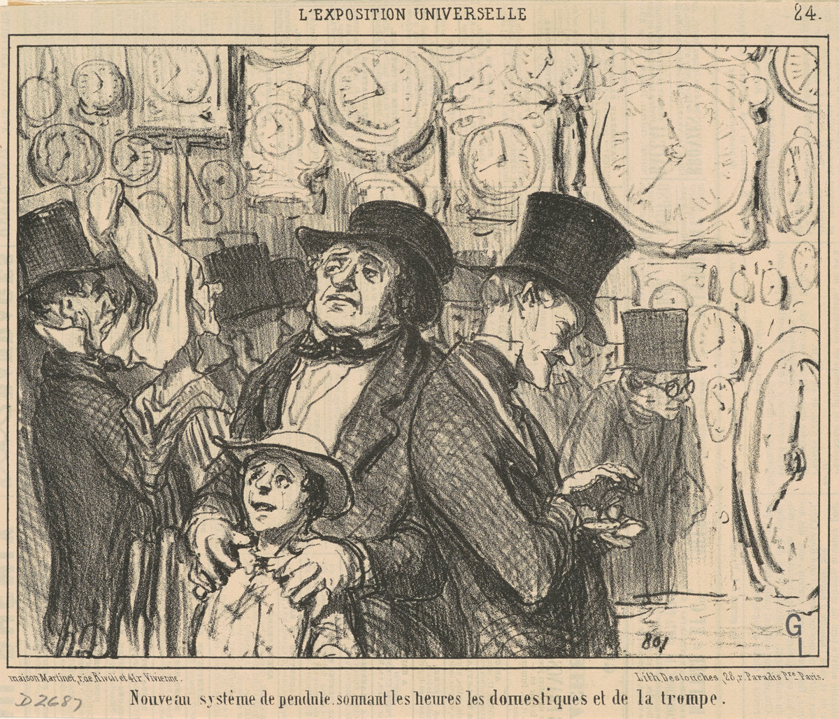 Nouveau système de pendule ... by Honoré Daumier (French, 1808 - 1879), 16X12"(A3)Poster Print