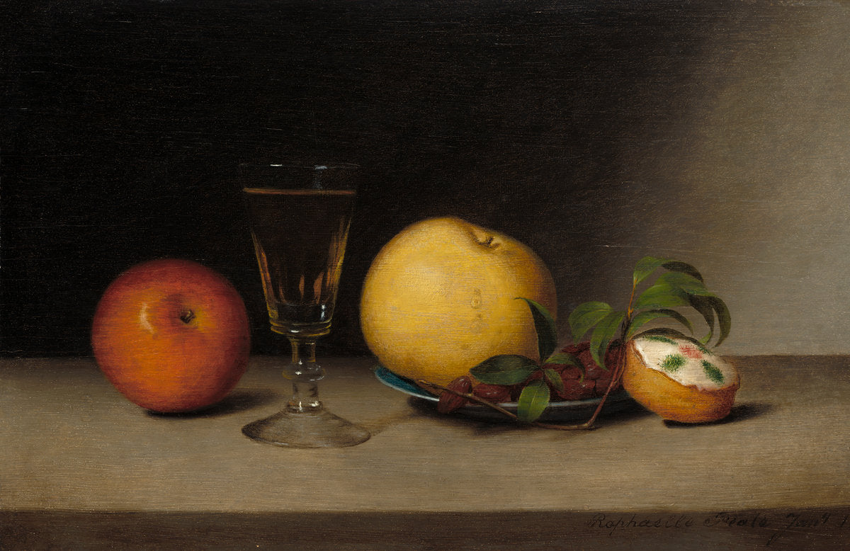 Still Life with Apples, Sherry, and Tea Cake by Raphaelle Peale (American, 1774 - 1825), 16X12"(A3)Poster Print
