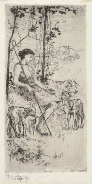 A Pastoral by Frederick Stuart Church (American, 1842 - 1924), 16X12"(A3)Poster Print