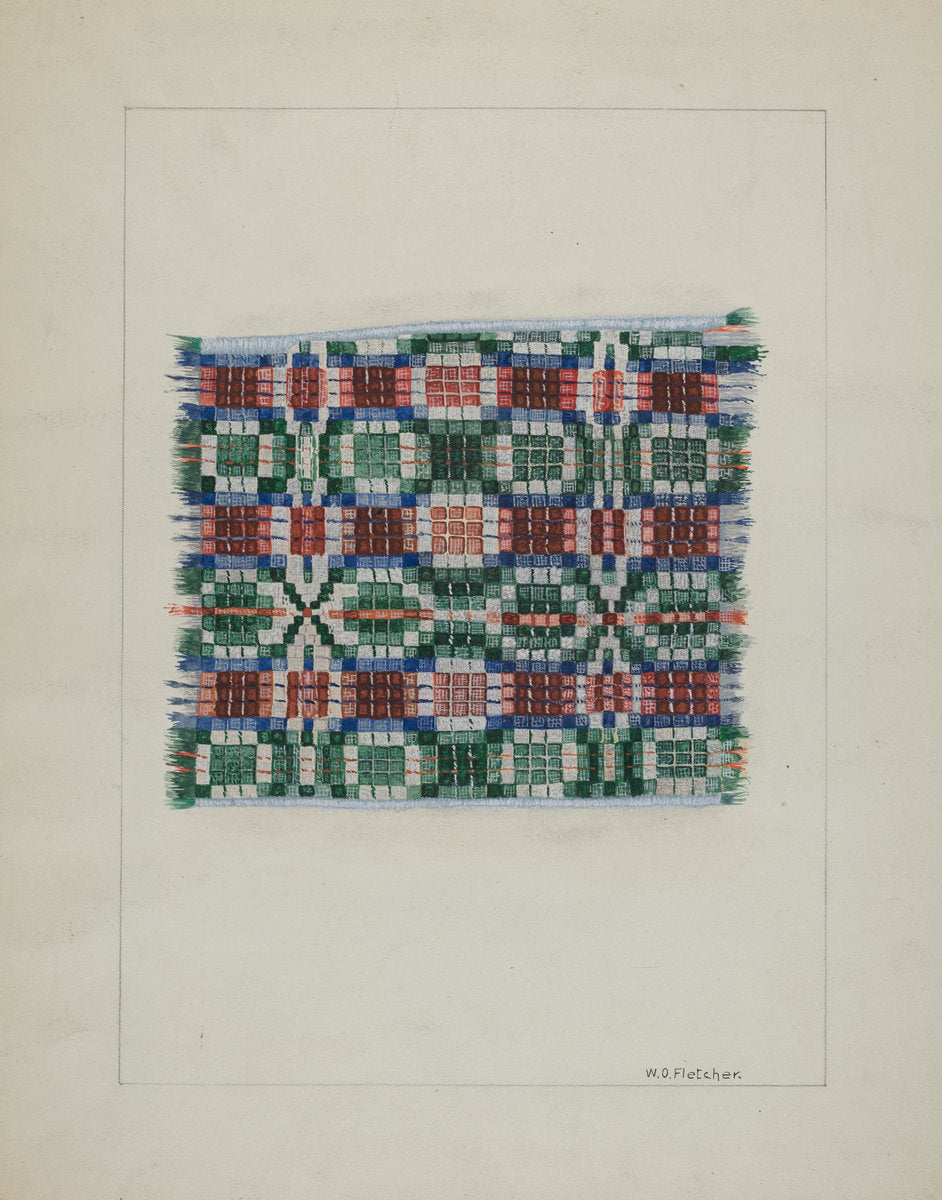 Handwoven Coverlet by William O. Fletcher (American, active c. 1935), 16X12"(A3)Poster Print