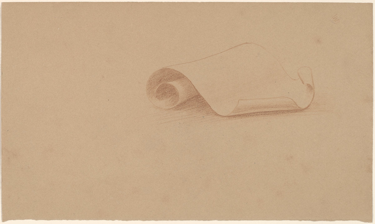 Study of a Scroll by Charles Sprague Pearce (American, 1851 - 1914), 16X12"(A3)Poster Print