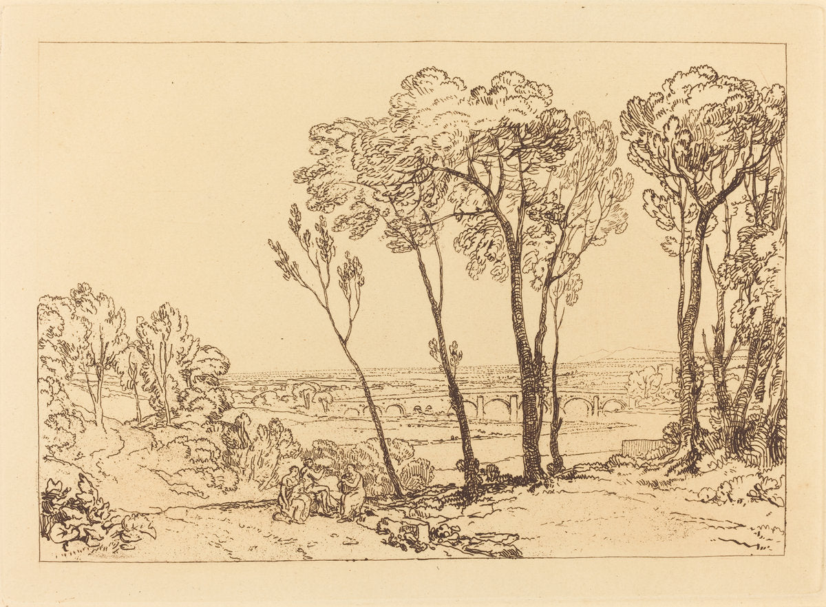 The Bridge in Middle Distance by Joseph Mallord William Turner (British, 1775 - 1851), 16X12"(A3)Poster Print