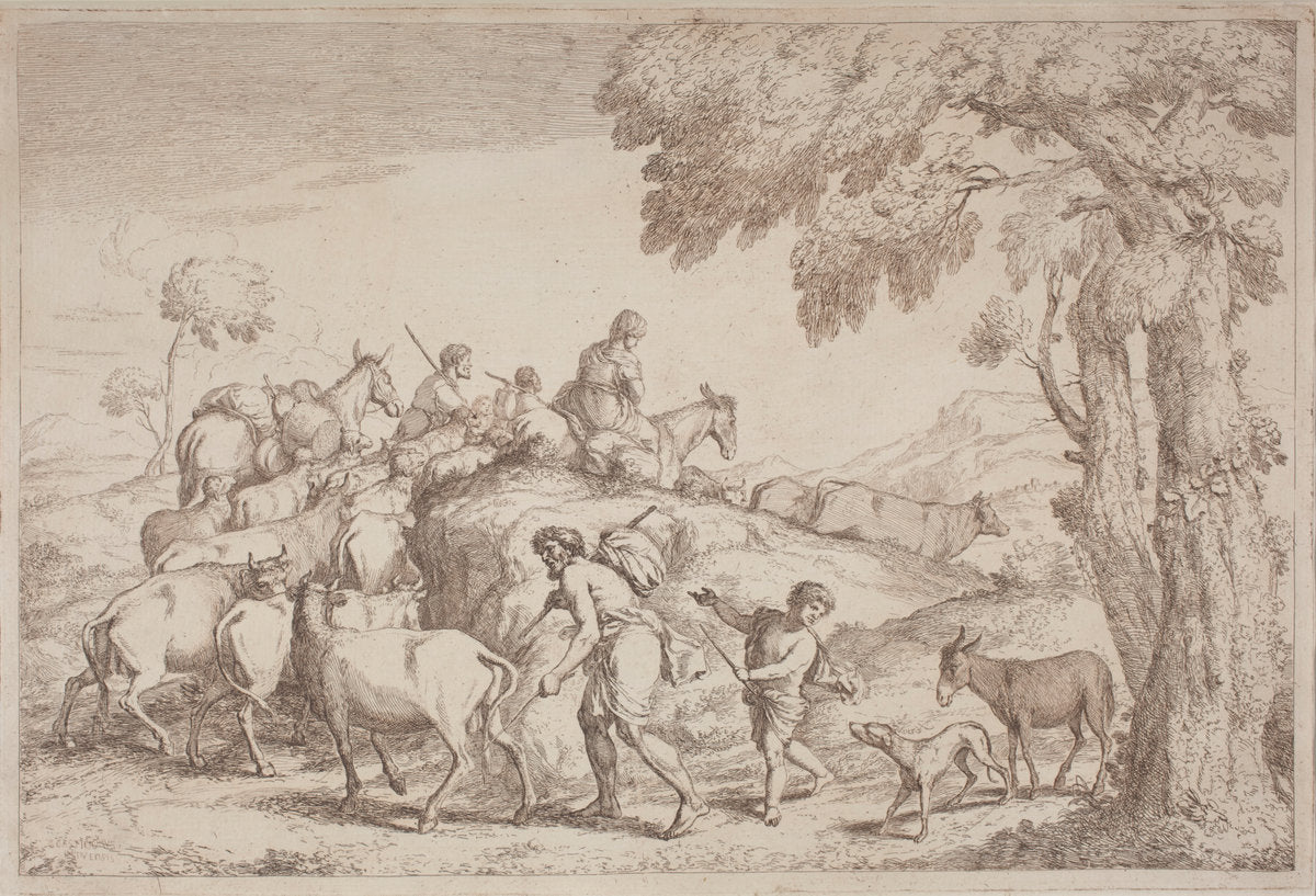 An Elderly Shepherd Seen from Behind by Gaetano Zompini, after Giovanni Benedetto Castiglione (Italian, 1700 - 1778), 16X12"(A3)Poster Print