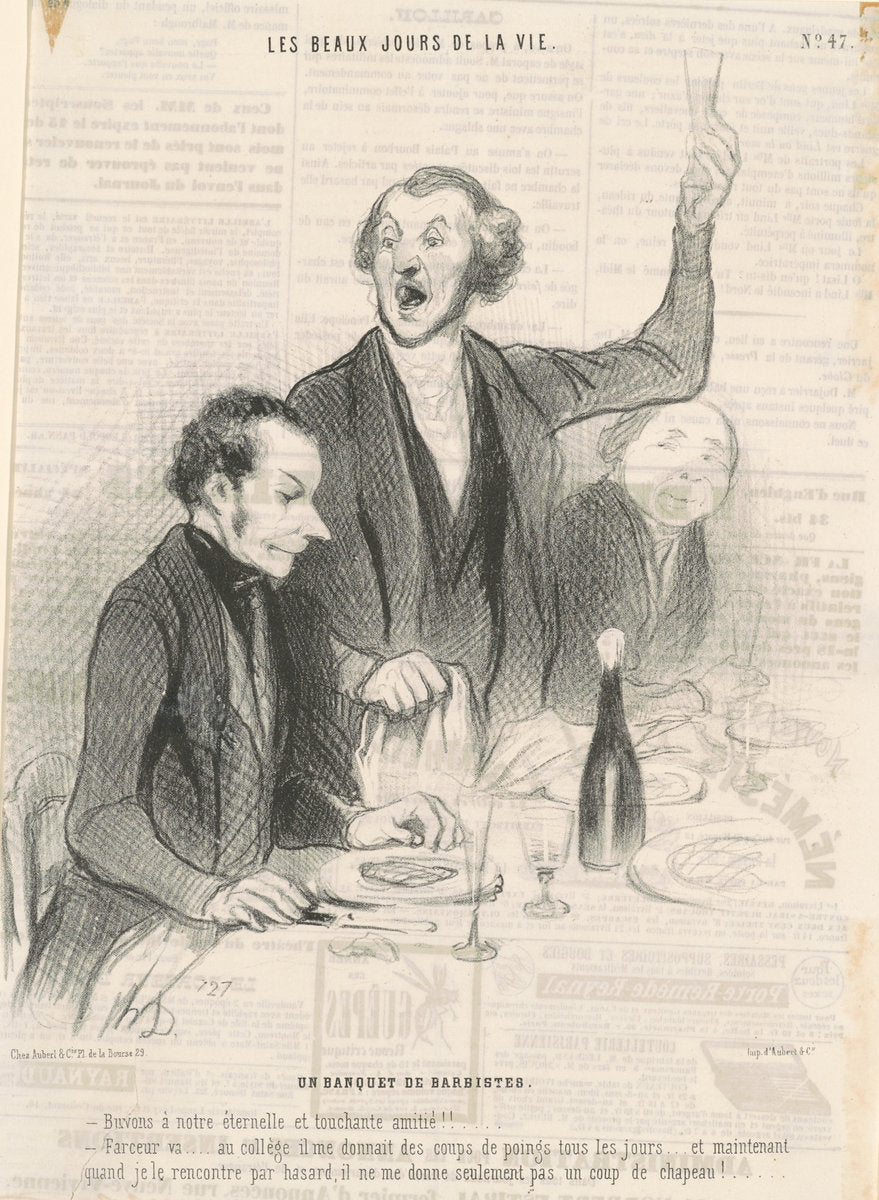 Un banquet de barbistes by Honoré Daumier (French, 1808 - 1879), 16X12"(A3)Poster Print