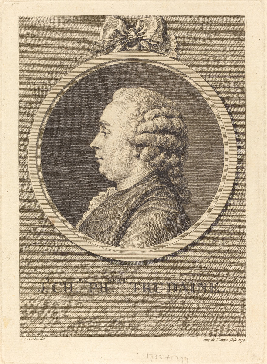 Jean-Charles-Philibert Trudaine by Augustin de Saint-Aubin after Charles-Nicolas Cochin II (French, 1736 - 1807), 16X12"(A3)Poster Print