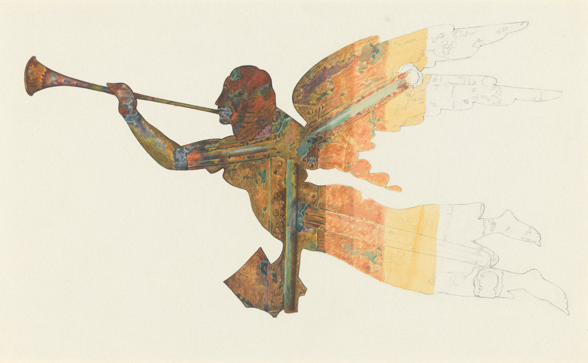 Gabriel Weather Vane (Technique) by Lucille Chabot (American, 1908 - 2005), 16X12"(A3)Poster Print