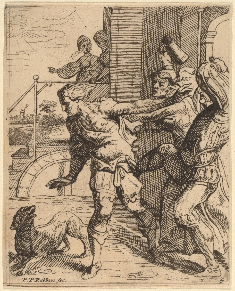 The Prodigal Son Driven from the Tavern by Theodoor van Thulden after Sir Peter Paul Rubens (Flemish, 1606 - 1669), 16X12"(A3)Poster Print