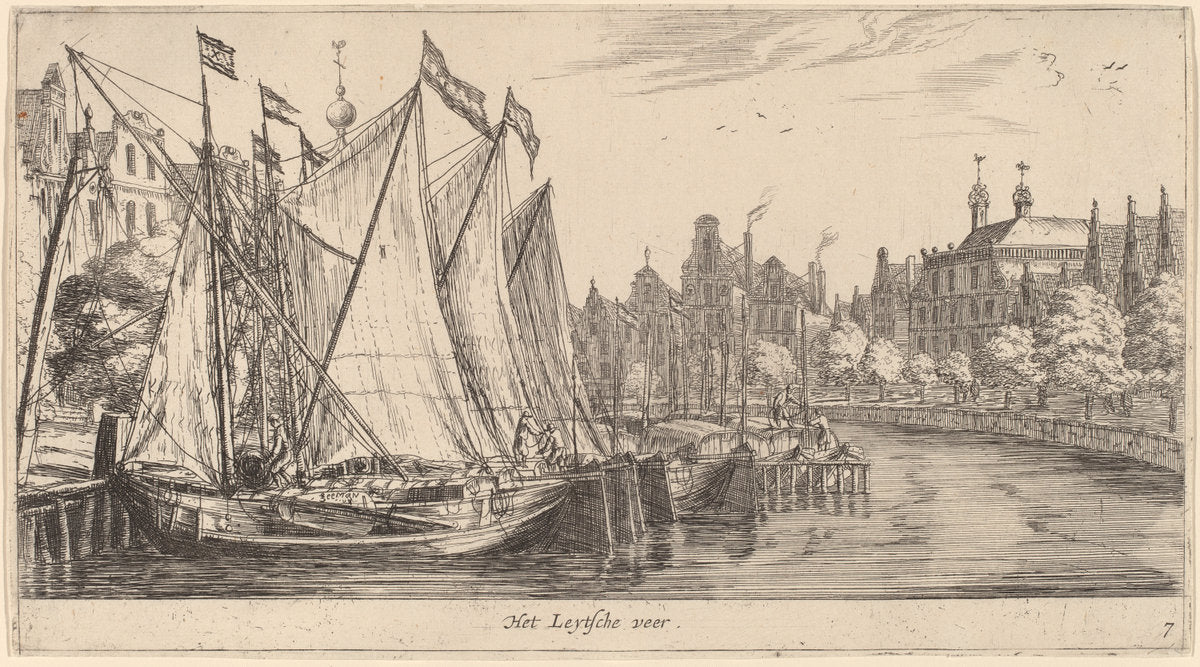 The Ferry to Leiden (Het Leytsche veer) by Reinier Nooms, called Zeeman (Dutch, 1623 or 1624 - 1664), 16X12"(A3)Poster Print