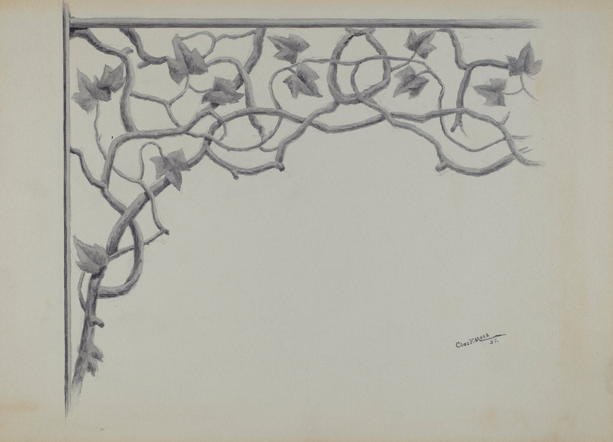 Grille on Porch by Charles Moss (American, active c. 1935), 16X12"(A3)Poster Print