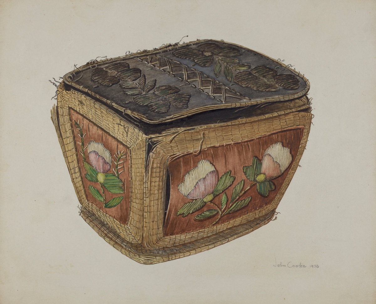 Birch Bark Sewing Basket by John Cooke (American, active c. 1935), 16X12"(A3)Poster Print