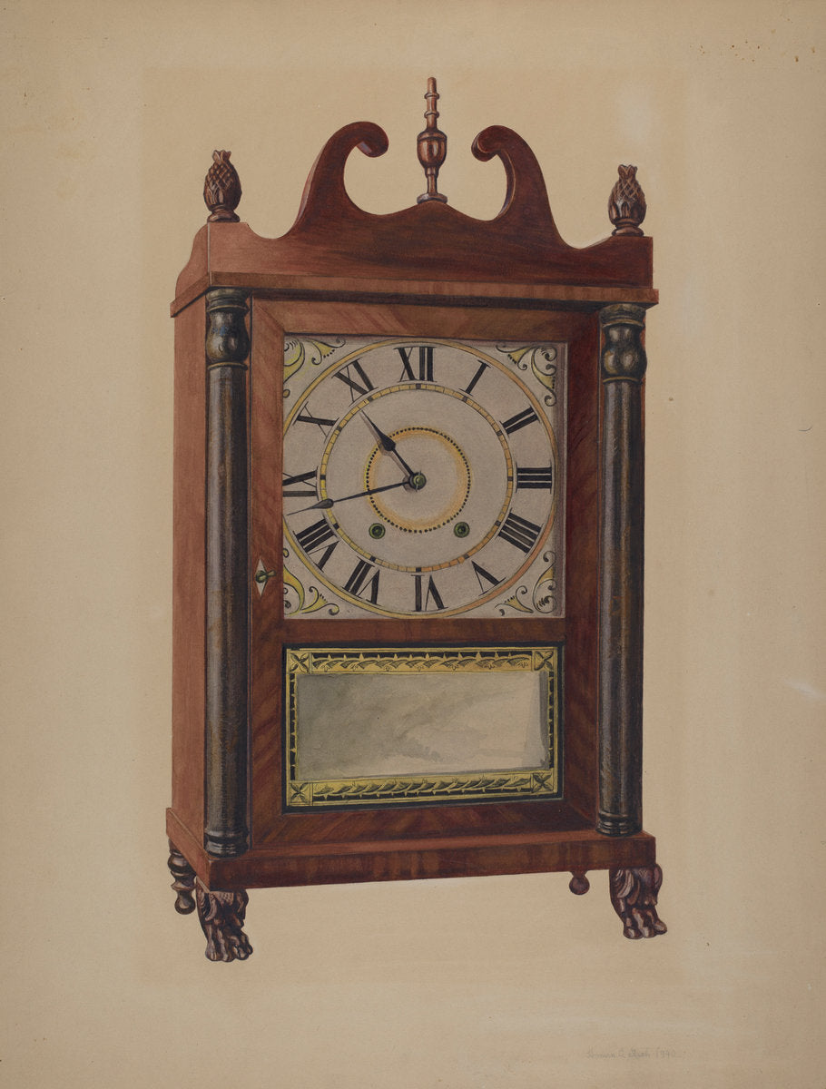 Eli Terry Clock by Herman O. Stroh (American, active c. 1935), 16X12"(A3)Poster Print