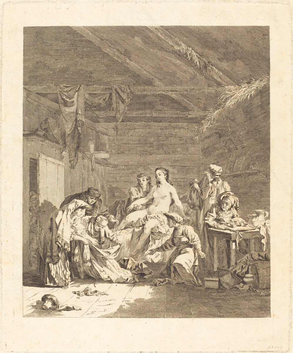 Le lever de la mariee russe by Augustin de Saint-Aubin after Jean-Baptiste Le Prince (French, 1736 - 1807), 16X12"(A3)Poster Print