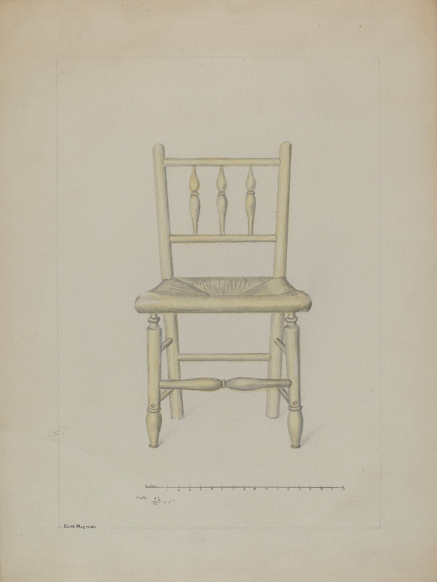 Small Rush Bottom Chair by Edith Magnette (American, active c. 1935), 16X12"(A3)Poster Print