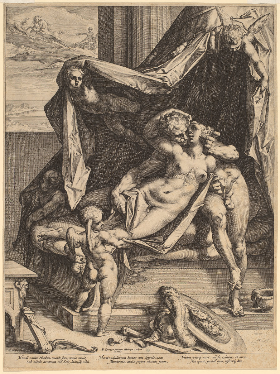 Mars and Venus by Hendrik Goltzius, after Bartholomaeus Spranger (Dutch, 1558 - 1617), 16X12"(A3)Poster Print