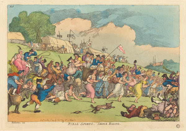 Rural Sports. Smock Racing by Thomas Rowlandson (British, 1756 - 1827), 16X12"(A3)Poster Print