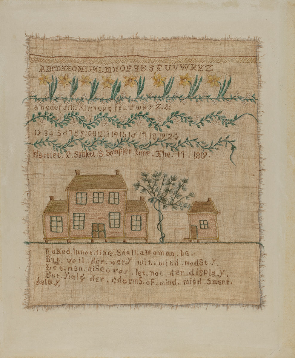 Sampler by Sarah F. Williams (American, active c. 1935), 16X12"(A3)Poster Print