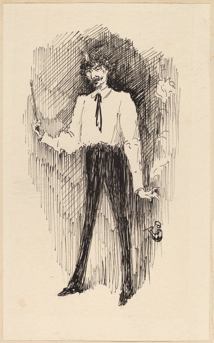 Portrait of Whistler with a Paintbrush by Harper Pennington (American, c. 1853/1855 - 1920), 16X12"(A3)Poster Print