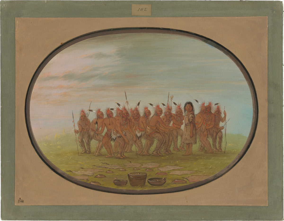 Dance to the Berdache - Saukie by George Catlin (American, 1796 - 1872), 16X12"(A3)Poster Print